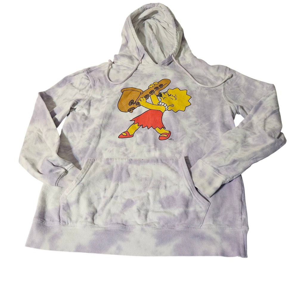 The Simpsons Lisa Simpson Hoodie Kids Small Purple Tie Dye Saxophone Graphic S